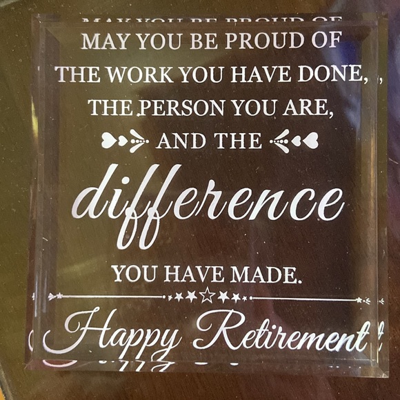 Acrylic Retirement Plaque/Tabletop Gift, Simple Style, 3.94 x 0.59 x 0.01 inches - Picture 5 of 6